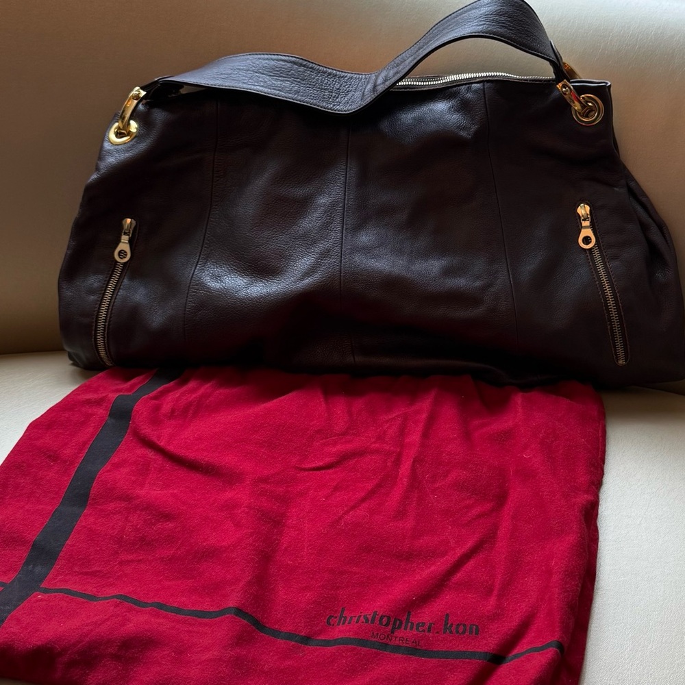 Christopher Kon Black Leather Shoulder Bag